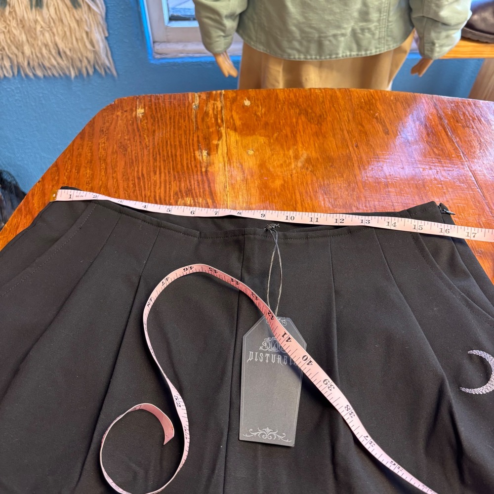 Disturbia Lucia Embroidered Firefly Pleat Trousers Black Wide Leg US 12 NEW - Picture 7 of 9